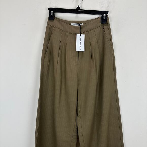 WeWoreWhat Suit Vest Pant Set Pinstripe Brown Wide Leg Tailored XS/0 NWT - Picture 12 of 13